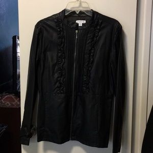 Faux Leather Bomber Jacket